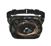 Little Bird Nest - Borsa a tracolla da viaggio, alla moda e casual, marsupio quadrato a doppio strato, nero, taglia unica, Nero, One Size