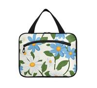 Little Blue Daisies Flowers Hanging Cosmetic Bags per le donne con gancio, designer carino kit da barba borsa per uomo per viaggio essenziale per le donne palestra kit de para Mujer L