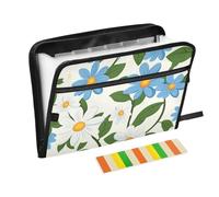 Little Blue Daisy Flowers Organizer espandibile cartella 13 tasche formato A4 lettera con chiusura a cerniera per casa ufficio file giacche para guardar
