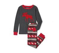 Little Blue House by Hatley Bear & Moose Family Pyjamas Pigiama, Donna, Grigio (Kid's Long Sleeve Appliqué Pyjama Set - Moose Fair Isle 020), X-Small
