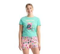 Little Blue House Women's Short Sleeve Tee Pyjama Top Parte Superiore del Pigiama, Gufo Notturno, M Donna