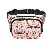Little Boys and Girls in FireFighters Print Square Double Layer Funzionalità Marsupio unisex Crossbody Pack Travel Workout, nero, taglia unica, Nero, One Size