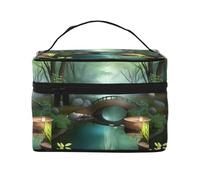 Little Bridge in The East, borsa cosmetica portatile impermeabile di grande capacità, 23 x 17 x 16 cm, per viaggi, sport all'aria aperta, regalo di nozze, Nero , Taglia unica