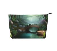 Little Bridge in The East, borsa per il trucco multifunzionale in velluto a coste con chiusura a cerniera, 22 x 7 x 17 cm, per viaggi, campeggio, vacanze, fitness, Nero , Taglia unica