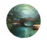 Little Bridge in The East Round - Tappetino per mouse in gomma antiscivolo stampato su un solo lato, 20,3 cm