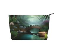 Little Bridge in the East - Trousse per cosmetici, in velluto a coste, da donna, portatile, con cerniera
