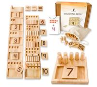 LITTLE BUD KIDS Conteggio pioli - Un gioco matematico a dieci cornici con schede flash di addizione e sottrazione, un giocattolo matematico Montessori in legno e manipolazioni matematiche numeriche
