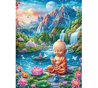 Little Buddha in Magical Forest Rompicapo 500 Pezzi Per Decorazione Murale Grande Formato Accompany Fairy Tale Cute Cartone Rigido Panoramico Per Pareti Ampie Stampa Ad Alta Definizione 500 PCS