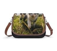 Little Cat on the Grass Borsa a tracolla da donna, in pelle, tracolla regolabile, rimovibile, borse a mani libere