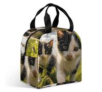 Little Cat on the Grass - Borsa per il pranzo per adulti, a prova di perdite, isolata, con cerniera e tasche multiple, grande capacità, per ufficio, lavoro, picnic
