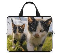 Little Cat on the Grass - Custodia per computer portatile, ultrasottile, impermeabile, 12 pollici, borsa protettiva per computer portatile con cinghia da polso