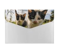 Little Cat on the Grass - Organizer per documenti a fisarmonica, 6 tasche, espandibile, con etichette, cartelle per documenti da viaggio, buste in plastica con chiusura a scatto, 33 x 23 cm