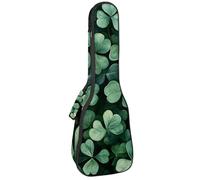 Little Clover - Custodia imbottita per ukulele da concerto da 58 cm, con motivo foglie su sfondo verde scuro, impermeabile e durevole, Multicolore 09, 25.9x9x3.1in/66x23x8cm, Organizer per borse