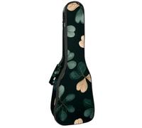 Little Clover - Custodia imbottita per ukulele da concerto da 58 cm, con motivo foglie su sfondo verde scuro, impermeabile e durevole, Multicolore 01, 25.9x9x3.1in/66x23x8cm, Organizer per borse