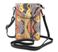 Little Cockatiels - Borsa a tracolla in pelle con motivo a calopsitte, mini borsa a tracolla da donna, multifunzione, porta carte e portafoglio