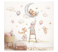 Little Deco Graz Design DL5016 L - Adesivo da parete, motivo: orso sulla luna e sul coniglio