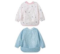 Little Dimsum Bavaglini Manica Lunga Bavaglini con Maniche Impermeabile 2 Pezzi Unisex per Bambini Piccoli Da 6 mesi a 3 anni bambino(leaf&flower)