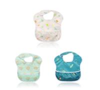 Little Dimsum Bavaglini Neonato Impermeabili con Tasca，Set di 3 Bavaglino Impermeabile per Alimentazione,Regolabile e Facile da Lavare per 6-36 Mesi(Formiche&Libellula &Sole)