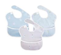 Little Dimsum Bavaglini Neonato Impermeabili con Tasca，Set di 3 Bavaglino Impermeabile per Alimentazione,Regolabile e Facile da Lavare per 6-36 Mesi(Pecore&Anatra&Erba)