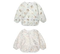 Little Dimsum Bavaglino a Maniche Lunga per Neonati Alimentazione Impermeabile All' acqua Camicetta Grembiule con Motivo Animale (Orso/Gufo)