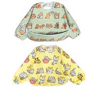 Little Dimsum Bavaglino a Maniche Lunga per Neonati Alimentazione Impermeabile All' acqua Camicetta Grembiule con Motivo Animale (Cucciolo/Gatto)