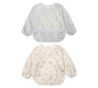 Little Dimsum Bavaglino a Maniche Lunga per Neonati Alimentazione Impermeabile All' acqua Camicetta Grembiule con Motivo Animale (Coniglio/Foglia)