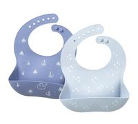 Little Dimsum Bavaglino Silicone 2 Pezzi, Bavaglia Silicone con Tasca Lavabile e Regolabile per Bambini 6-36 Mesi