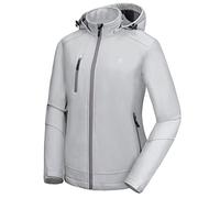 Little Donkey Andy Giacca softshell da donna con cappuccio rimovibile, fodera in pile e impermeabile nero XS, T3. Aggiornamento/grigio chiaro, XXXL