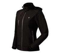 Little Donkey Andy Giacca softshell da donna con cappuccio rimovibile, fodera in pile e impermeabile nero XS, T1. Aggiornamento/nero, XXL