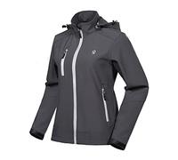 Little Donkey Andy Giacca softshell da donna con cappuccio rimovibile, fodera in pile e impermeabile nero XS, T2. Aggiornamento/grigio, L