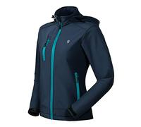 Little Donkey Andy Giacca softshell da donna, impermeabile, antivento, traspirante, calda, in pile, per le mezze stagioni, con cappuccio, blu scuro, L, T4. Aggiornamento/blu scuro, L
