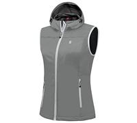 Little Donkey Andy Gilet leggero Softshell da donna, antivento, senza maniche, Grigio con cappuccio., XL