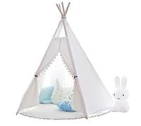 Little Dove Steeple Tenda per Bambini con Palle Colorate e Pizzo Bianco Portable Canvas Play Tent, con Tappetino
