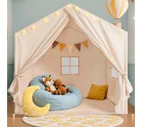 Little Dove Tenda per bambini, tenda da gioco con luci a stella, grandi tende da gioco con 2 finestre, casetta per bambini per interni ed esterni, angolo lettura, tende natalizie per bambini per