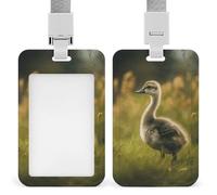 Little Duck in the Field - Porta badge con cordino staccabile, porta carte d'identità verticale, impermeabile, in plastica, per lavoro, ufficio, insegnante, infermiera, dottore