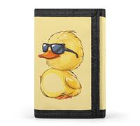 Little Duck with Glasses - Portafogli a tre ante con porta carte di credito, 8 scomparti, portachiavi, finestra per foto, per uomini e donne, Stile-1, Taglia unica, Per tutte le stagioni