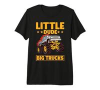 Little Dude Big Trucks Monster Truck Maglietta Premium