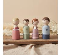 Little Dutch 7121 - Set da gioco in legno FSC per casa delle bambole, 4 pezzi, famiglia rosa