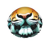 Little Fat Tiger - Cuffia da doccia riutilizzabile a doppio strato, impermeabile, con fascia elastica, per bagno, spa, salone, doccia, per donne e uomini