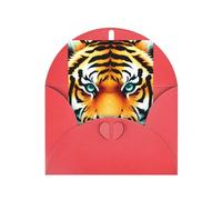 Little Fat Tiger Head Biglietti di auguri, biglietti di ringraziamento e buste, 10,2 x 15,2 cm, per matrimoni, baby shower, feste.