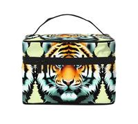 Little Fat Tiger Head - Borsa per cosmetici portatile e impermeabile, grande capacità, 23 x 17 x 16 cm, per viaggi, sport all'aria aperta, regalo di nozze, Nero , Taglia unica
