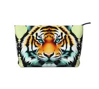 Little Fat Tiger Head - Borsa per il trucco in velluto a coste con chiusura a cerniera, multifunzione, 22 x 7 x 17 cm, per viaggi, campeggio, vacanze, fitness, Nero , Taglia unica