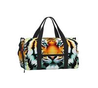 Little Fat Tiger Head - Borsone con scomparto per scarpe, leggero, impermeabile, borsa da palestra con tasca separata integrata per asciutto e bagnato