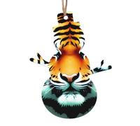 Little Fat Tiger Head Ornamenti in legno a forma di pupazzo di neve, 2 pezzi, ciondoli decorativi da appendere, design vintage per le vacanze
