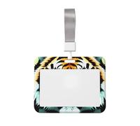 Little Fat Tiger Head - Porta badge, impermeabile, con finestra trasparente per documenti, per donne, uomini, personale in ufficio, insegnanti, infermieri