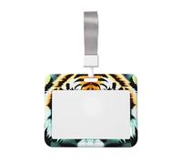 Little Fat Tiger Head - Porta badge, impermeabile, con finestra trasparente per documenti, per donne, uomini, personale in ufficio, insegnanti, infermieri