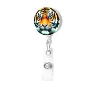 Little Fat Tiger Head - Porta badge retrattile con clip, porta badge, carino, porta carte d'identità, per donne e uomini