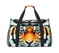 Little Fat Tiger Head Print Borsone da viaggio, borsa a tracolla per weekender, per la notte, sport, borsa da palestra per uomo e donna