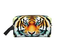 Little Fat Tiger Head Print Trousse da viaggio da uomo, capiente borsa cosmetica da donna, bianco, Taglia unica