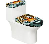 Little Fat Tiger Head Soft - Copriwater per WC, 2 pezzi, elastici, riutilizzabili, per WC a forma di U o O, decorazione per il bagno